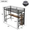 Merax Hochbett (1-St, Jugendbett Eisenbett Metallbett Einzelbett) Kinderbett 90x200cm mit Schreibtisch Ablageregal Metallgitter Leiter Bild 4