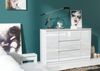meble masztalerz Kommode Weiss Hochglanz mit 3 Schubladen und 2 Türen 120 cm, Sideboard Wohnzimmer, Schlafzimmer H: 78,2 cm, B: 120,4 cm, T: 39 cm Kommode mit Schubladen, Schubladenschrank Bild 2