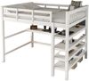 Hochbett 140x200 cm – Kinderhochbett mit Ablagefächern und Unterbettschreibtisch in Weiß, ohne Matratze Bild 5