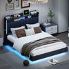 Flieks Polsterbett, LED Schwebebett Doppelbett 140x200cm mit USB-Aufladen und Stauraum Bild 3