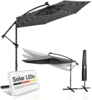 Juskys 'Brazil' Sonnenschirm mit LED-Beleuchtung Solar & Kurbel, Polyester grau, Ø 330 cm