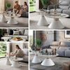 HOOZ Couchtisch Couchtisch rund 2er Set Keramik, Beistelltisch stapelbar 80/50 cm Weiß (Set, 2× Couchtisch), Keramik-Tischplatte, Marmor-Optik, pflegeleicht Bild 2