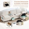 LVHOM 3-Sitzer Sofa mit Hocker, L-Form Ecksofa mit Stauraum, USB-C-Anschluss und 2 Getränkehaltern, modulares Sofa, Beige Bild 3