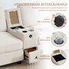 LVHOM 3-Sitzer Sofa mit Hocker, L-Form Ecksofa mit Stauraum, USB-C-Anschluss und 2 Getränkehaltern, modulares Sofa, Beige Bild 5