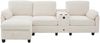 LVHOM 3-Sitzer Sofa mit Hocker, L-Form Ecksofa mit Stauraum, USB-C-Anschluss und 2 Getränkehaltern, modulares Sofa, Beige Bild 2