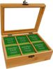 hausleben Teebox Tee Organizer,Aufbewahrungsbox,kompakte Teedose für Küche, 21x16x7,5cm, (Packung, 1-tlg, 6 Fächer für Teebeutel), aus Bambus mit transparentem Deckel Bild 2