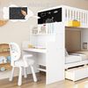 Merax Etagenbett, 90 x 200 cm Kinderbett, für Kinder mit Aufbewahrungsschubladen, Sicherheitstreppe, Schreibtisch – Massivholzrahmen aus Kiefernholz, Weiß Bild 5