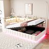 Merax Daybett mit LED-Beleuchtung und USB-Ladeanschlüssen (Jugendbett Kinderbett Einzelbett Sofabett aus Samtstoff, 1 tlg), Polsterbett Tagesbett 90x200cm mit hydraulischem Stauraum & Staufächer Bild 5
