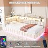 Merax Daybett mit LED-Beleuchtung und USB-Ladeanschlüssen (Jugendbett Kinderbett Einzelbett Sofabett aus Samtstoff, 1 tlg), Polsterbett Tagesbett 90x200cm mit hydraulischem Stauraum & Staufächer Bild 3