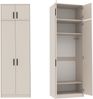 Marmex Möbel Grant 13/19C Hochschrank, 2-türiger Kleiderschrank mit Verlängerung, Garderobenschrank mit Kleiderstange und Einlegeböden, laminierte Spanplatte, graubeige cashmere, 75x235x54 cm Bild 4