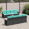 vidaXL Gartensofa-set mit Kissen 9 pcs Schwarz und Türkis Poly-Rattan 3353965 Bild 3