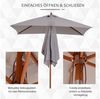 Outsunny Sonnenschirm Knickbarer 3-stufig einstellbarer Schirm, LxB: 200x150 cm, Strandschirm, Gartenschirm, Tannenholz+Polyester Grau Bild 4