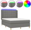 vidaXL Boxspringbett mit Matratze & LED Dunkelgrau 140x200 cm Stoff 3138878 Bild 2