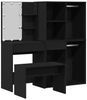 vidaXL Schminktischset mit LED mit Regal 4 pcs Schwarz Eichen-Optik 3333068 Bild 2
