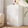 Kommode 60 x 38,5 x 85 cm mit 4 Schubladen – weißer Aufbewahrungsschrank aus MDF und Spanplatte Bild 3