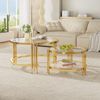 Couchtisch 80x80x45 cm – Quadratischer Glastisch mit goldfarbenem Metallgestell Bild 2