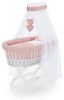 FabiMax Stubenwagen Weiß lackiert, 2 in 1 Musselin / Waffelpiqué Komplettset Rosa mit Decke und Kissen Bild 5