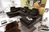 Couch Wohnlandschaft Schlaffunktion Schlafsofa braun schwarz Ottomane links Bild 4