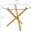 Runder Esstisch 80 x 80 x 76 cm mit Glasplatte, Metallgestell in Gold, modern und platzsparend Bild 5