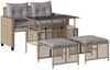 vidaXL 4-tlg. Garten-Sofagarnitur mit Kissen Beige Poly Rattan Glas 368137 Bild 2