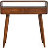 Flieks Konsolentisch aus Massivholz mit 2 Schubladen & offener Schlitz, 90 x 35 x 90cm, Dunkelbraun Bild 2