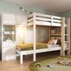 Etagenbett mit LED-Nachtlicht, Schubladen & Regalen, Weiß Kinderhochbett platzsparend, Doppelbett mit Stauraum Bild 2