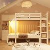Etagenbett mit LED-Nachtlicht, Schubladen & Regalen, Weiß Kinderhochbett platzsparend, Doppelbett mit Stauraum Bild 3
