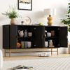 Sideboard 160x40x82 cm, modernes mattes Holzdekor mit 3 Schubladen und 2 Türen,Schwarz Bild 5