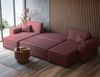Selsey 'Scarlo U' U-Form-Sofa mit Schlaffunktion, Cordbezug in Dunkelrosa, 83 x 244 x 145 cm Bild 4