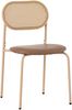 6 x Esszimmerstuhl Braun mit Rattan-Rückenlehne, PU-Sitz und Metallbeinen, H 80 x T 48 x B 46 cm Bild 3