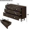 Kommode 6 Schubladen, Walnuss mit Rattan-Griffen und Metallbeinen – geräumig & modern, Holzfarbe, 120 x 40 x 74 cm Bild 5