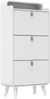 Schuhschrank, freistehende Schuhaufbewahrung mit 3 klappbaren Schubladen und oberem Fach, platzsparender Kippmechanismus, MDF, Weiß Bild 2