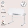 roba® Kinderschreibtisch Smart Grow - Schreibtisch für Kinder & Jugendliche - höhenverstellbar (Arbeitsplatte vollständig neigbar), mit Schublade - ab 6 Jahren - abgerundete Ecken - Metall & Holz - Weiß Bild 3