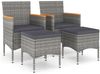 vidaXL 4-tlg. Gartenstuhl und Hocker Set Poly Rattan Grau 310615 Bild 2