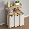 Bellamio 'Newa' Wäschesammler aus Bambus, beige, inkl. 3 Wäschesäcke je 50 Liter aus Oxford-Gewebe, ausziehbar, Wäschekorb mit 2 Ablagen Bild 2