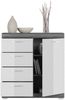 Kommode >Sandusky< in rauchsilber/weiß hochglanz - 80x85x37cm (BxHxT) Bild 3