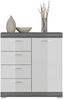 Kommode >Sandusky< in rauchsilber/weiß hochglanz - 80x85x37cm (BxHxT) Bild 2