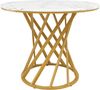 Esstisch 80x80x76 cm, MDF-Tischplatte mit goldfarbenen Metalllbeinen, modernes multifunktionales Design,Weiß und Golden Bild 3