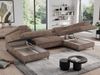 Mks Möbel 'Pedro U-Form' Ecksofa mit Schlaffunktion und verstellbaren Kopfstützen, Braun, Cord, mit Topper Bild 3