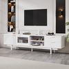 Fernsehschrank Lowboard Mit 2 Türen und 2 Schubladen TV-Ständer mit großem Stauraum Wohnraumschrank Geeignet für 80-Zoll MDF Weiß 200 x 40 x 50.5 cm Bild 5