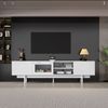 Fernsehschrank Lowboard Mit 2 Türen und 2 Schubladen TV-Ständer mit großem Stauraum Wohnraumschrank Geeignet für 80-Zoll MDF Weiß 200 x 40 x 50.5 cm Bild 3
