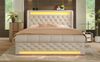 Polsterbett, Samt mit LED-Lichtband, Ladestation & Hydraulik-Stauraum, 160x200 cm, Beige, ohne Matratze Bild 2