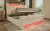 Polsterbett, Samt mit LED-Lichtband, Ladestation & Hydraulik-Stauraum, 160x200 cm, Beige, ohne Matratze Bild 3