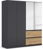 rauch Kleiderschrank, Drehtürenschrank COSTA, 4-türig, 2 Spiegeltüren, 2 Schubkästen, push-to-open, Grau metallic, 181 x 197 x 54 cm Bild 3