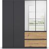 rauch Kleiderschrank, Drehtürenschrank COSTA, 4-türig, 2 Spiegeltüren, 2 Schubkästen, push-to-open, Grau metallic, 181 x 197 x 54 cm Bild 2