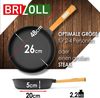 Ø24cm Gusseisenpfanne 47mm hoch mit Holzgriff und Glasdeckel Induktion Bratpfanne Bild 4