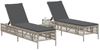 vidaXL Sonnenliegen mit Auflagen 2 Stk. Hellgrau Poly Rattan 3261601 Bild 3