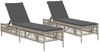 vidaXL Sonnenliegen mit Auflagen 2 Stk. Hellgrau Poly Rattan 3261601 Bild 2