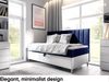 MEBLINI Kinderbett mit Bettkasten MAYA 2 90x200 – H3/Blau Samt Gepolstert Einzelbett mit Matratze - Polsterbett mit Stauraum - Bett mit Kopfteil – Stauraumbett Bild 2