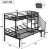 Merax Etagenbett, 90x200cm&120x200cm Eisenbett, Geeignet für Kinder und Jugendliche, Eckleiterschrank mit Stauraum, Eisen+MDF, Schwarz+Vintage-Holzfarbe Bild 4